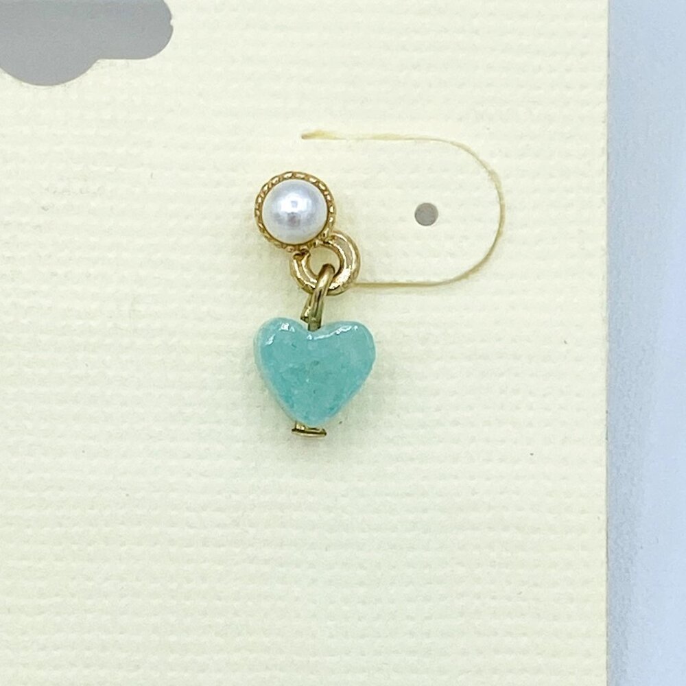 LC Lauren Conrad Blue Goldtone Heart Dangle Earrings New - Picture 2 of 4